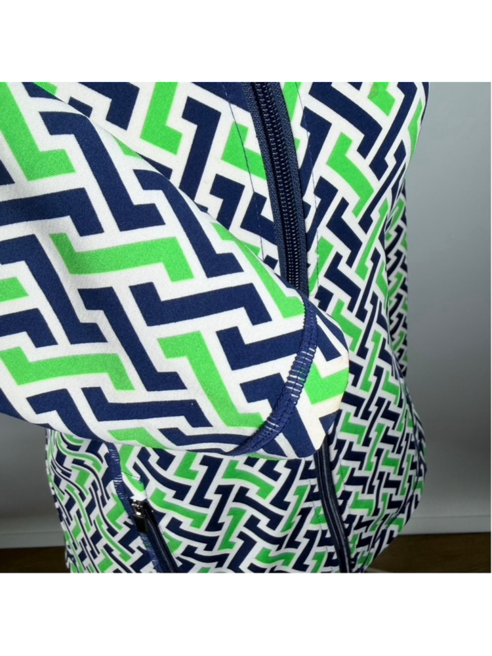 J. McLaughlin Billie Active Jacket Navy Green Geometric Sporty Full Zip Size S - Picture 10 of 11